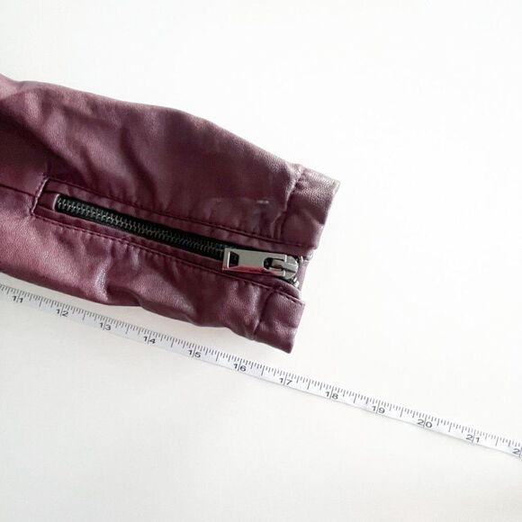 Blank NYC Women's Moto Jacket Faux Leather Zip Up Burgundy Size S - Picture 6 of 8